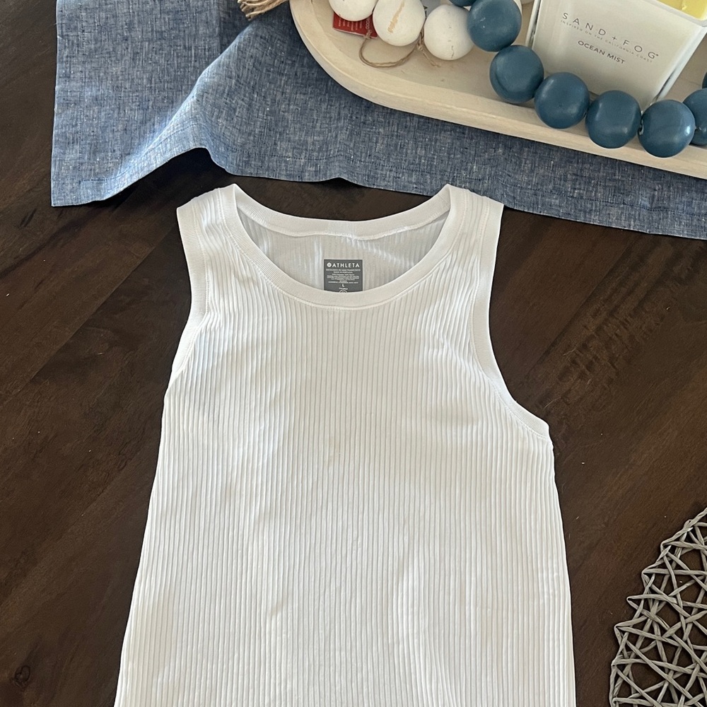 Athleta White Ribbed Tank Top